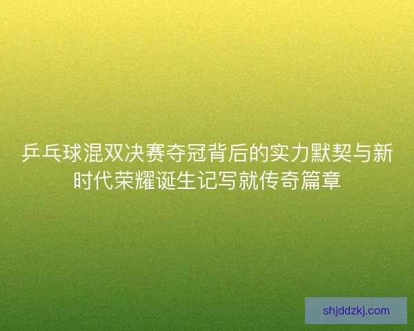 乒乓球混双决赛夺冠背后的实力默契与新时代荣耀诞生记写就传奇篇章