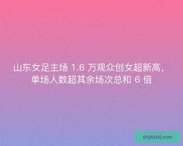 山东女足主场 1.6 万观众创女超新高，单场人数超其余场次总和 6 倍
